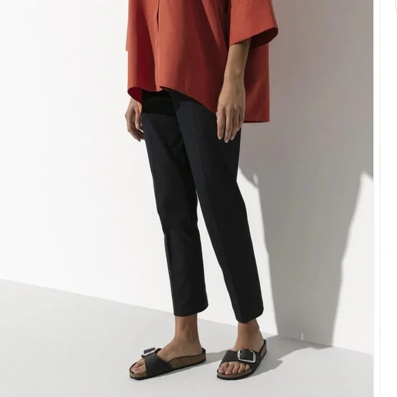 Birkenstock Black Leather Buckle Slide Sandals Sz 39 Narrow - Picture 11 of 11